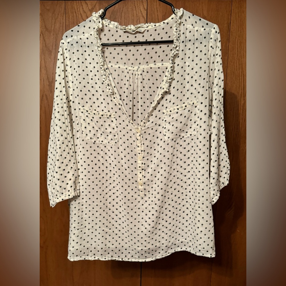Old Navy Woven Polka Dot Blouse, Ivory, XXL